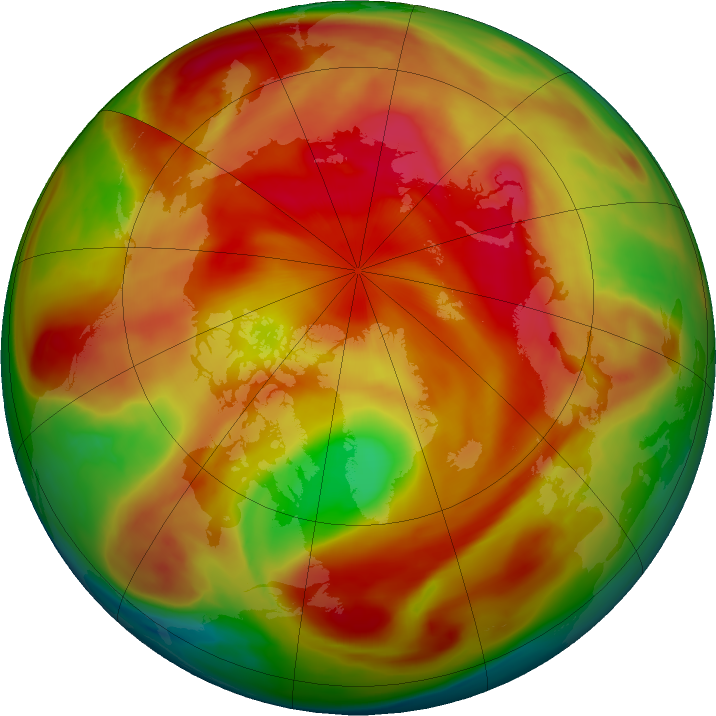 Arctic ozone map for 03 April 2024